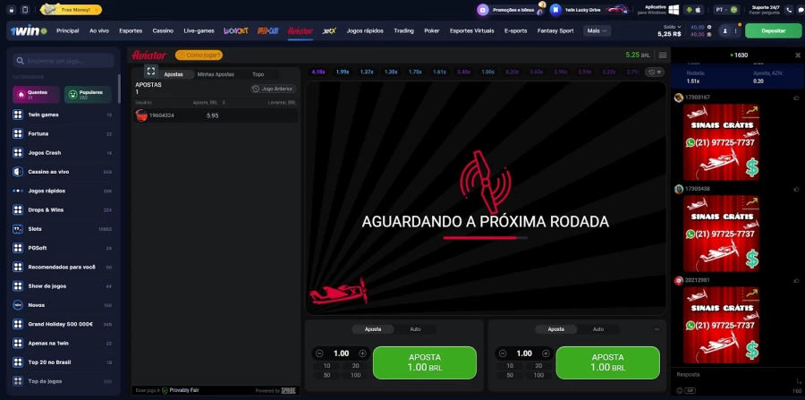 Aviator 1win Praticidade