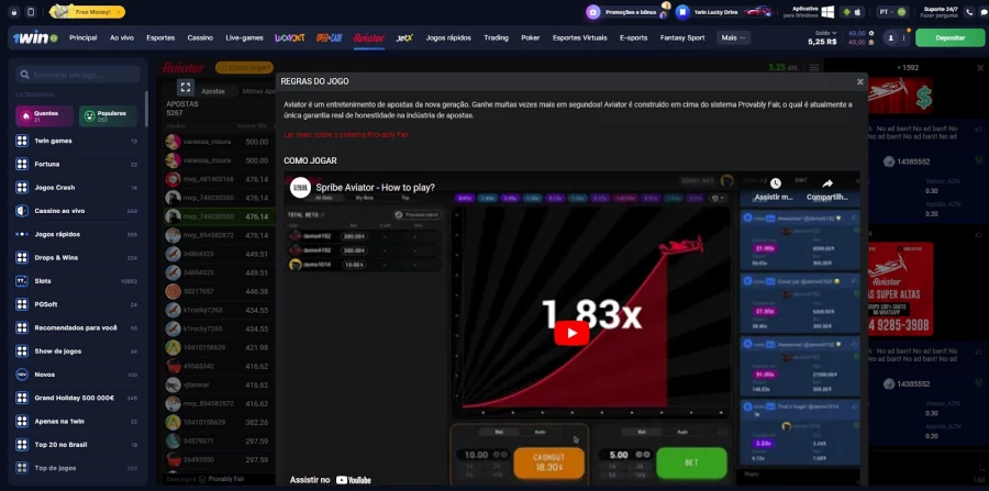 Aviator 1win apostas