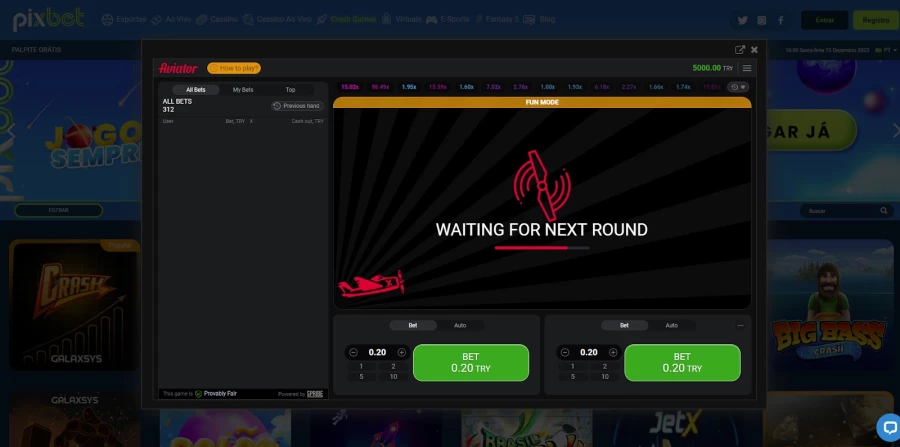 Aviator Pixbet modo demonstrativo